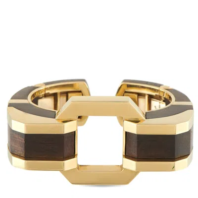David Webb 18k Yellow Gold And Cocobolo Wood Geometric Cuff Bracelet Dw25-111925 In Gold
