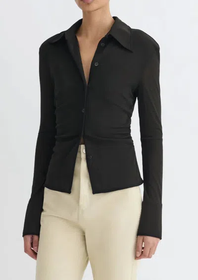 Nanushka Idana Long-sleeve Button-front Top In Black