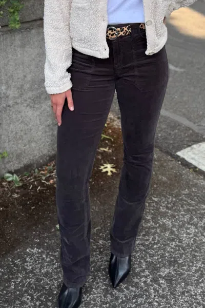 Sanctuary Corduroy Hayden Bootcut Trousers In Semi Sweet In Black