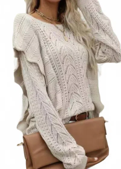 Miss Sparkling Sciacca Pointelle Pullover Sweater In Oatmeal In Neutral