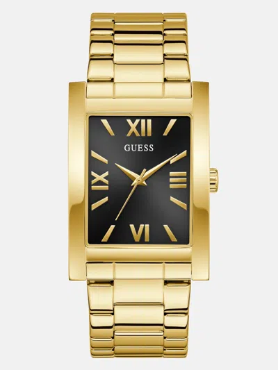 Guess Factory Gold-tone And Black Square Analog Watch In Gold