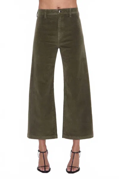 Pistola Penny Cropped High-rise Corduroy Pants In Sequoia In Green