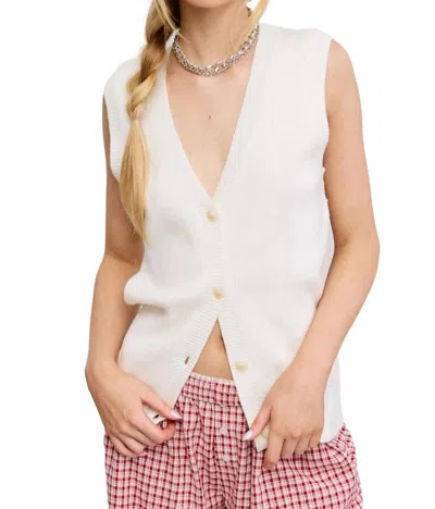 Mimosa Everly Sleveless Cardigan Vest In Off White In White