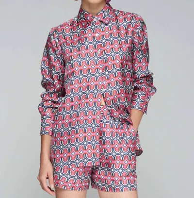 Vilagallo Mariela Geometric Shirt In Pink/navy In Multi