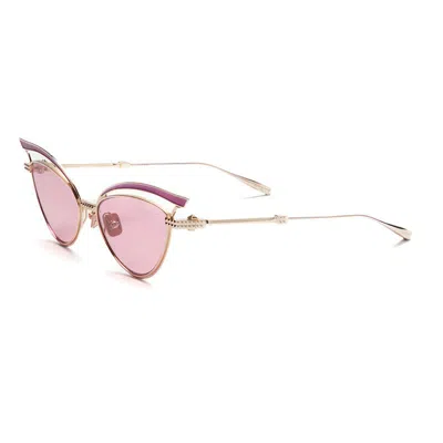 Valentino Sunglasses Butterfly Full Rim, Yellow Gold/black Enamel Frame And Dark Grey To Light Grey Ar Lens Vl In Gold