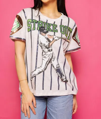 Queen Of Sparkles Women's Strike Out Top In Grey In Gray