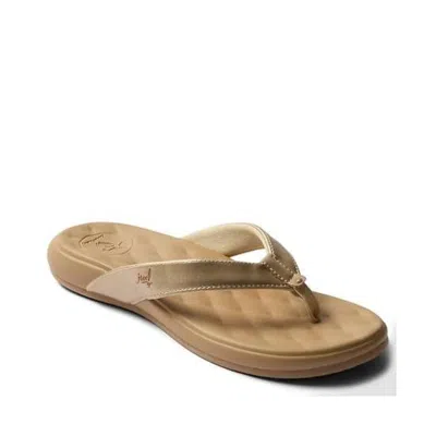 Reef Cushion Harmony Sandals Women's Gold Faux Leather Flip Flop Gal1585 In Brown