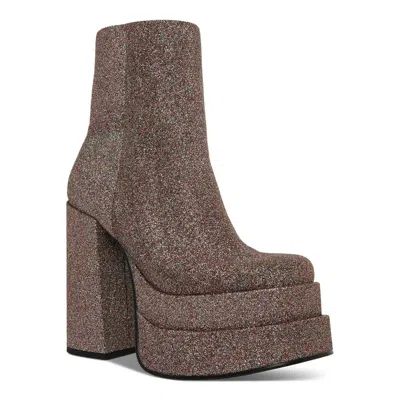 Steve Madden Cobra Boots Brown Glitter Leather Platform Bootie Jobb209 In Brown