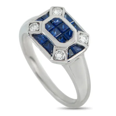 Lb Exclusive Platinum 0.20ct Diamond And Sapphire Ring Mf20-110525 In Silver