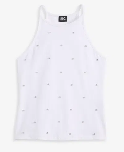 Inc International Concepts Women's Embellished Halter Tank Top, Macy's Exclusive In White