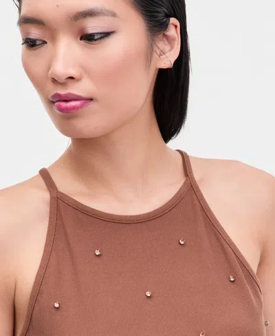 Inc International Concepts Women's Embellished Halter Tank Top, Macy's Exclusive In Brown
