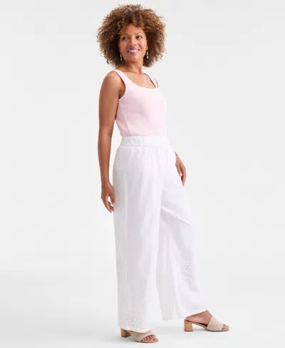 Style & Co . Women's Crochet Patchwork Top, Macy's Exclusive In White