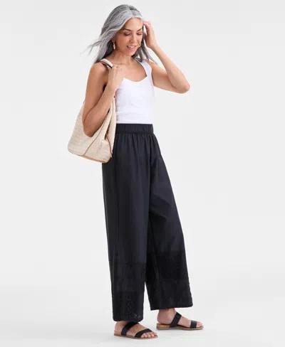 Style & Co Plus Size Patchwork Pull-on Pants In Black