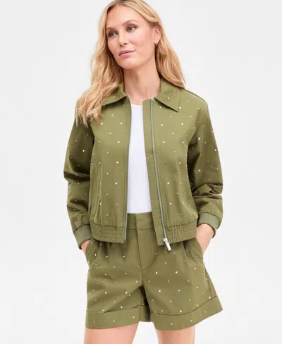 Inc International Concepts Women's Studded Utility Jacket, Macy's Exclusive In Green