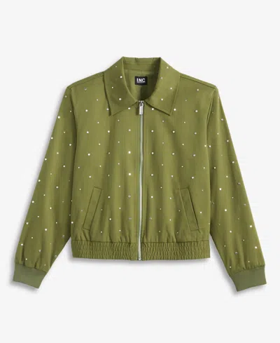 Inc International Concepts Women's Studded Utility Jacket, Macy's Exclusive In Green