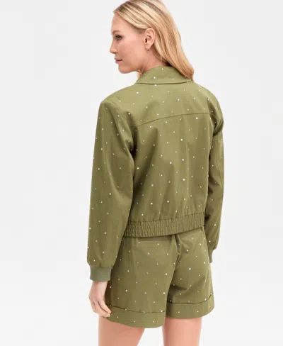 Inc International Concepts Women's Studded Utility Jacket, Macy's Exclusive In Green