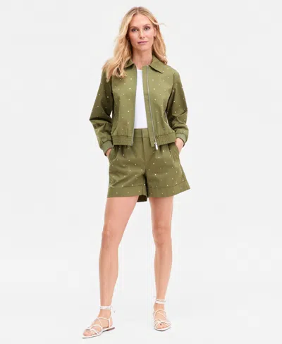 Inc International Concepts Women's Studded Utility Jacket, Macy's Exclusive In Green