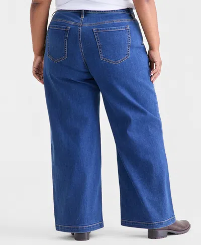 Style & Co Plus Size High-rise Wide-leg Jeans, Macy's Exclusive In Blue