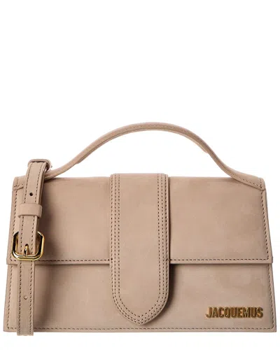 Jacquemus Bambino Large Suede Shoulder Bag In Sand
