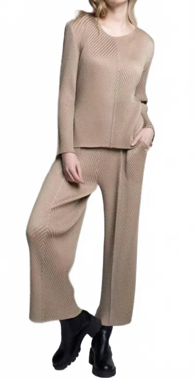 Picadilly Dressy Wide Leg Pleated Pants In Dijon In Brown