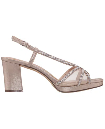 Nina Women's Bonney Rhinestone Square Toe Dress Sandals In Brown