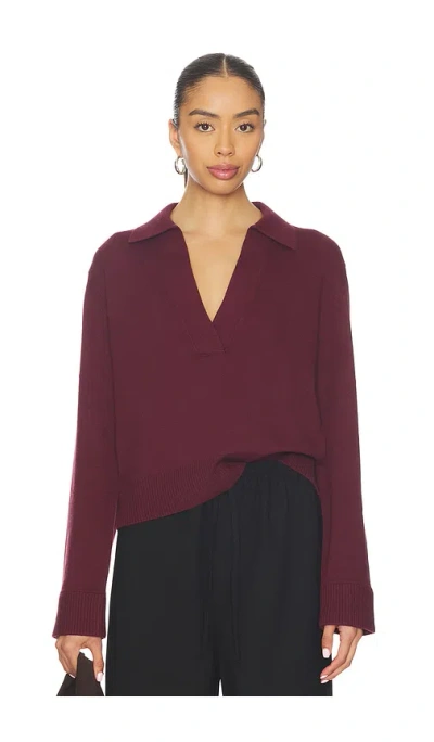 Simkhai Long Sleeve Polo In Burgundy