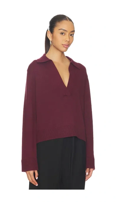 Simkhai Long Sleeve Polo In Burgundy