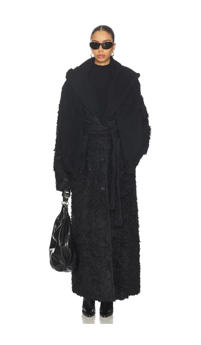 Marrknull Two-piece Waxed Trench Coat In Black