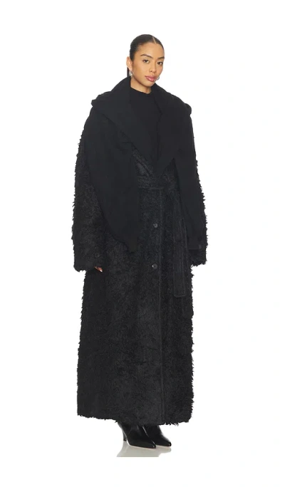 Marrknull Two-piece Waxed Trench Coat In Black