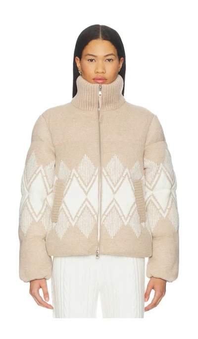 Varley Belinda Knit Puffer Jacket In Brown