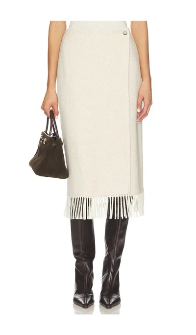 Polo Ralph Lauren Fringe Herringbone Wrap Skirt In White