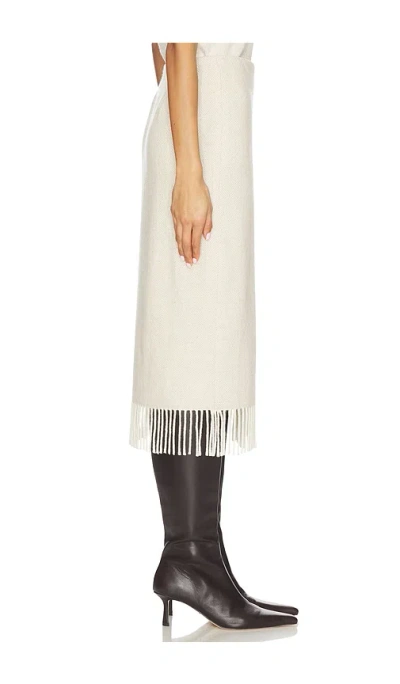 Polo Ralph Lauren Fringe Herringbone Wrap Skirt In White