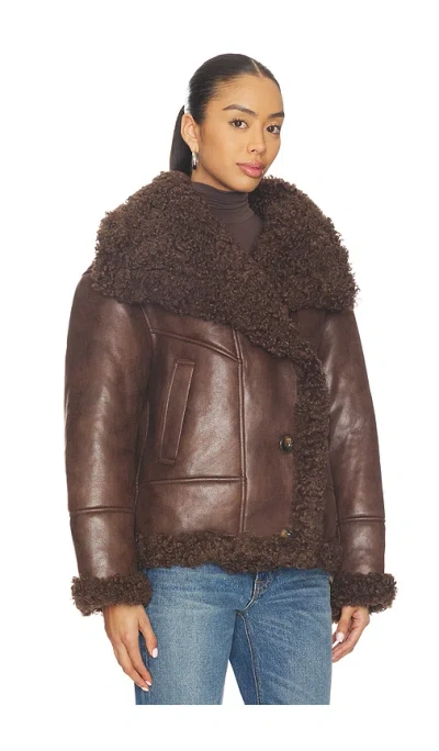 Lamarque Demi Faux Fur Jacket In Brown