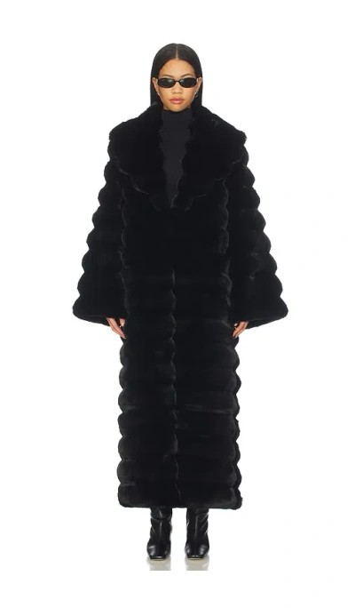 Adrienne Landau Chinchilla Full Length Coat In Black
