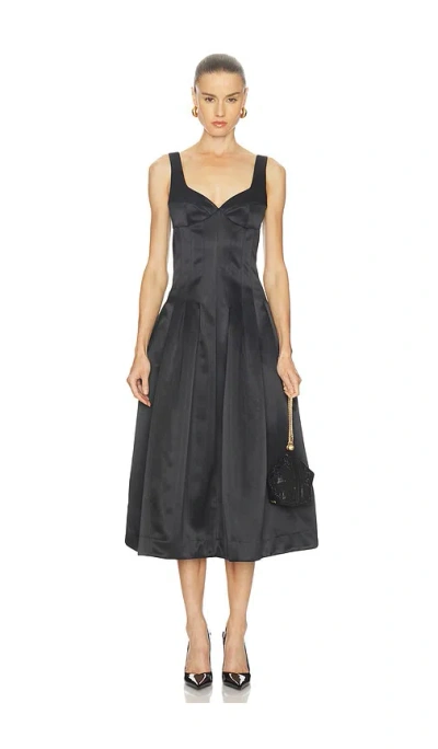 Nicholas Cory Corset Waist Midi Dress In Black