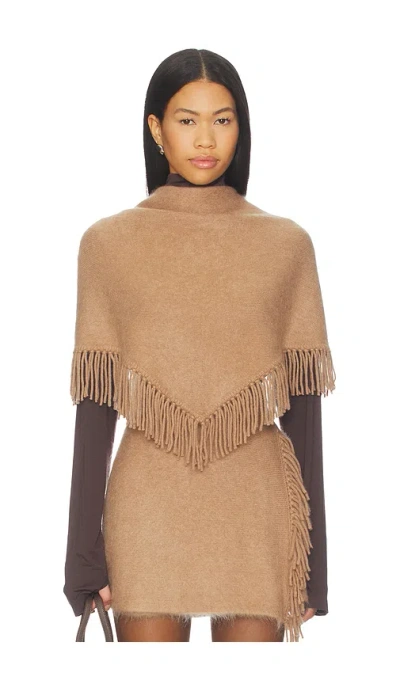 White & Warren Brushed Cashmere Fringe Scarf In Brown