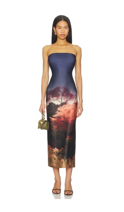 Katie May Enigma Strapless Slim Midi Dress In Multi
