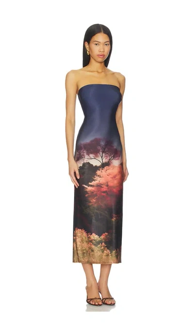 Katie May Enigma Strapless Slim Midi Dress In Multi