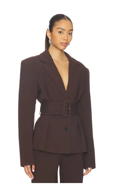 Rotate Birger Christensen Suiting Belted Blazer In Brown