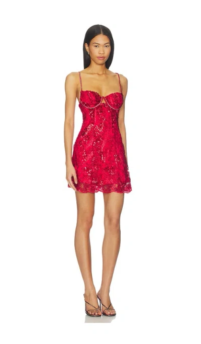 For Love & Lemons Opal Mini Dress In Red