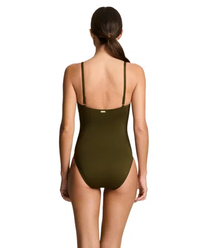 Ralph Lauren Women's V-wire One-piece Swimsuit In Green