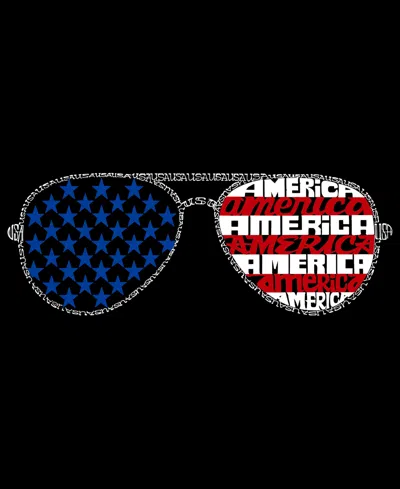 La Pop Art Women's Americana Sunglasses Word Art V-neck T-shirt In Black
