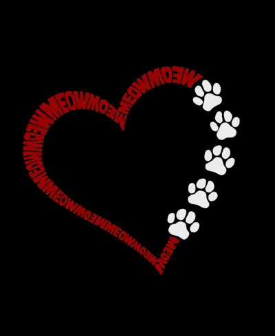 La Pop Art Women's Meow Heart Word Art V-neck T-shirt In Black