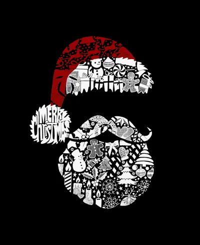 La Pop Art Women's Santa Pics Word Art V-neck T-shirt In Black