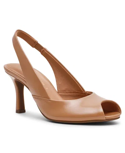 Anne Klein Jovi Slingback Peep Toe Pump In Brown