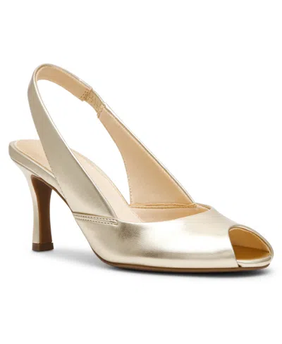 Anne Klein Jovi Slingback Peep Toe Pump In Gold