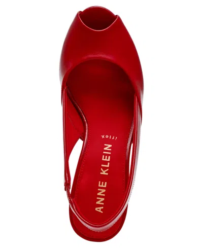 Anne Klein Jovi Slingback Peep Toe Pump In Red