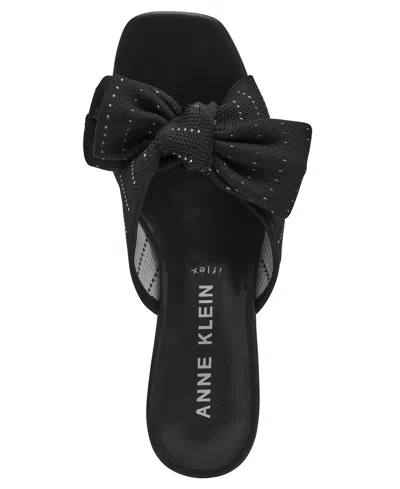 Anne Klein Dara Bow Wedge Slide Sandal In Black
