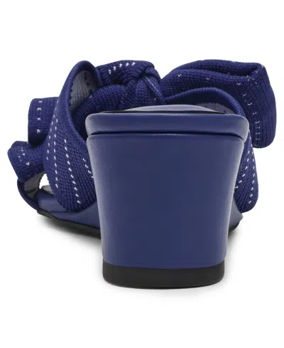 Anne Klein Dara Bow Wedge Slide Sandal In Blue