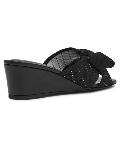 Anne Klein Dara Bow Wedge Slide Sandal In Black